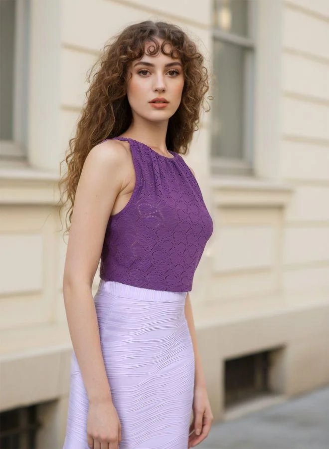 Freehand  Women Fitted Textured Halter Neck Sleeveless Tank Top for Women | Best Price UAE